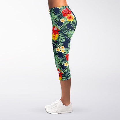 Summer Tropical Hawaii Pattern Print Women's Capri Leggings