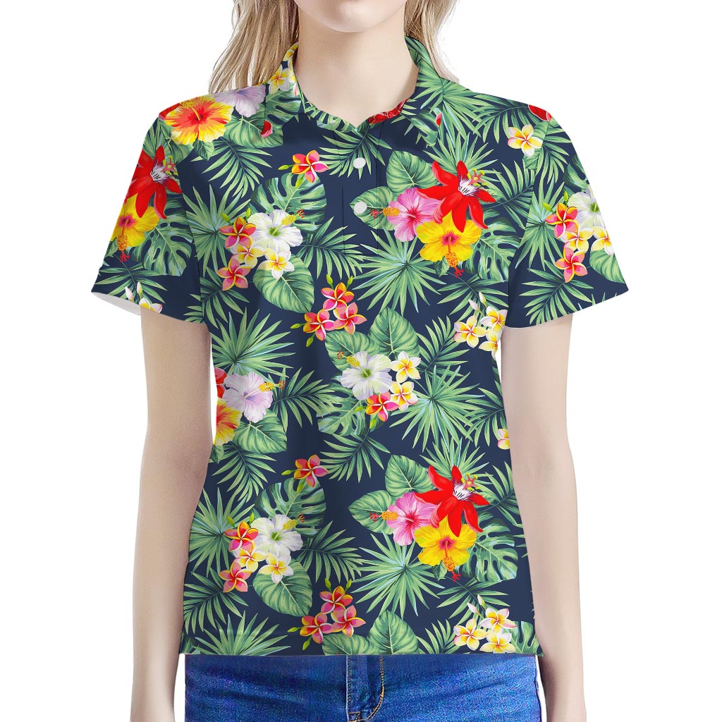Summer Tropical Hawaii Pattern Print Women's Polo Shirt