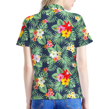 Summer Tropical Hawaii Pattern Print Women's Polo Shirt