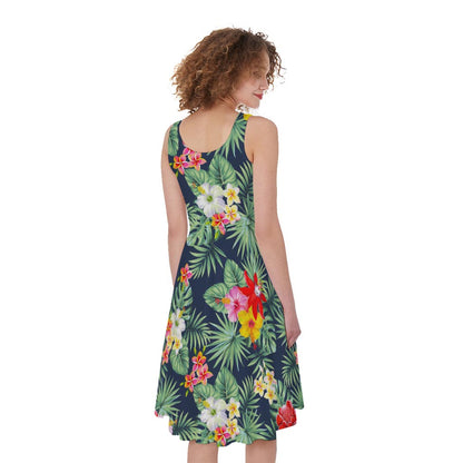 Summer Tropical Hawaii Pattern Print Women's Sleeveless Dress