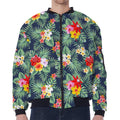 Summer Tropical Hawaii Pattern Print Zip Sleeve Bomber Jacket