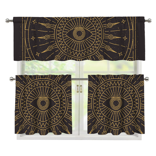 Sun All Seeing Eye Print 3 Piece Kitchen Curtains