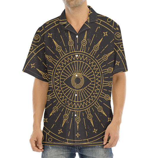Sun All Seeing Eye Print Aloha Shirt