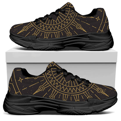 Sun All Seeing Eye Print Black Chunky Shoes