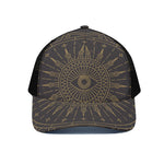 Sun All Seeing Eye Print Black Mesh Trucker Cap