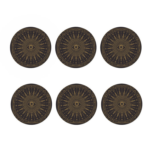 Sun All Seeing Eye Print Coaster Set
