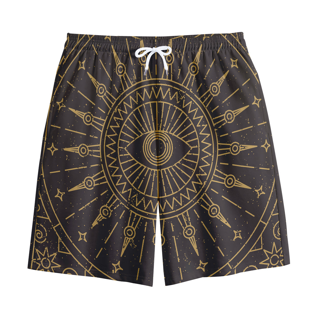 Sun All Seeing Eye Print Cotton Shorts