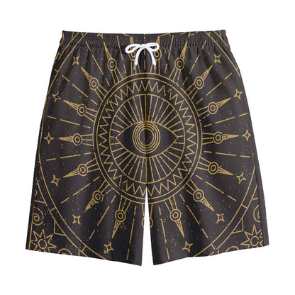 Sun All Seeing Eye Print Cotton Shorts