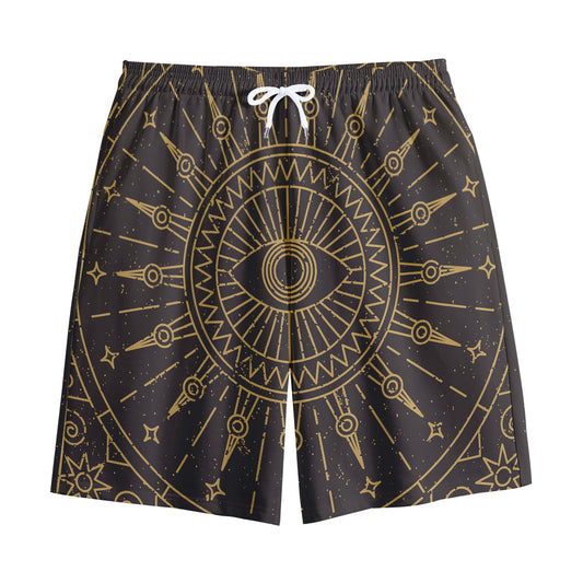 Sun All Seeing Eye Print Cotton Shorts