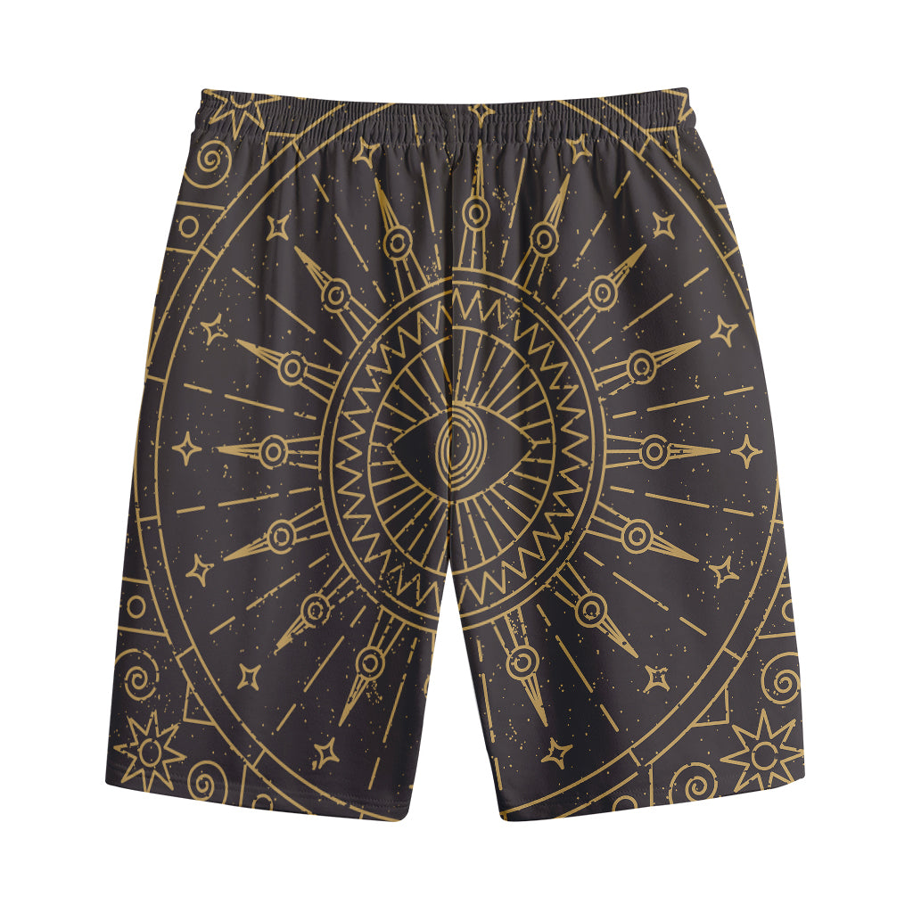 Sun All Seeing Eye Print Cotton Shorts