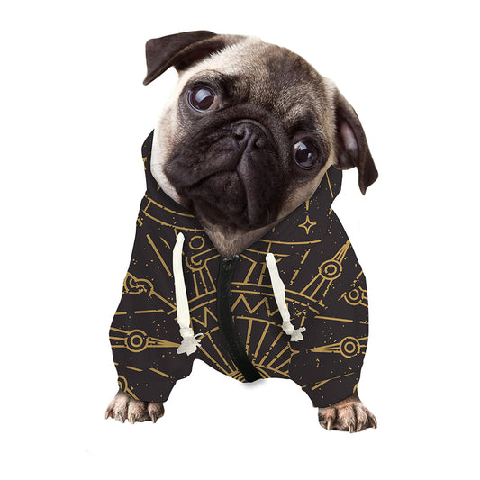 Sun All Seeing Eye Print Dog Zip Up Hoodie