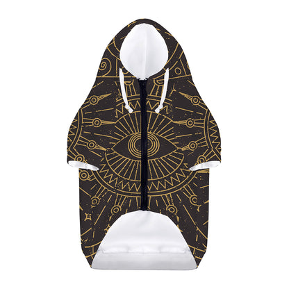 Sun All Seeing Eye Print Dog Zip Up Hoodie