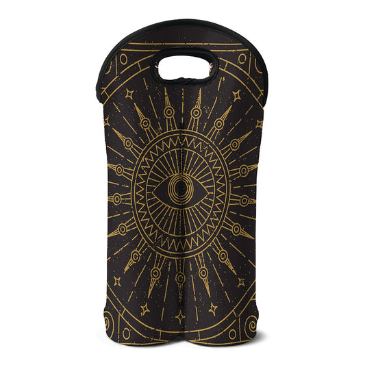 Sun All Seeing Eye Print Double Neoprene Wine Tote
