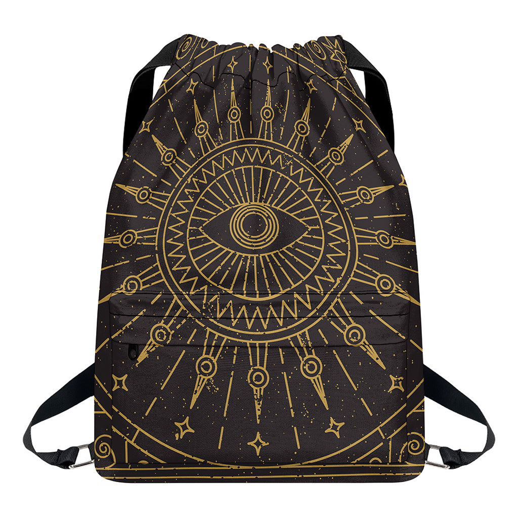 Sun All Seeing Eye Print Drawstring Backpack