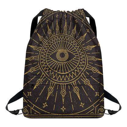 Sun All Seeing Eye Print Drawstring Backpack