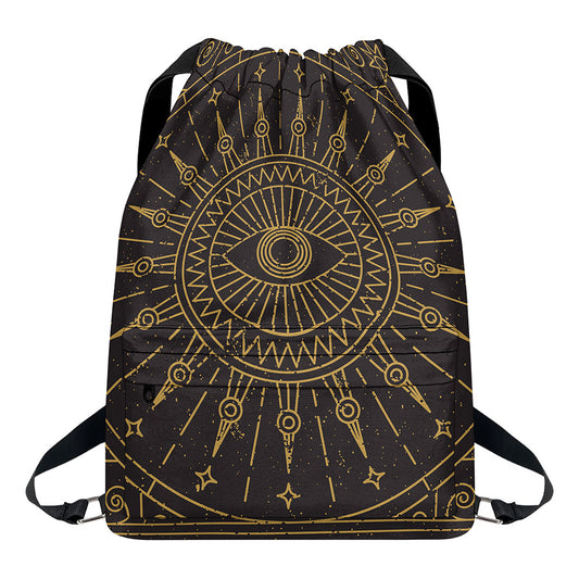Sun All Seeing Eye Print Drawstring Backpack