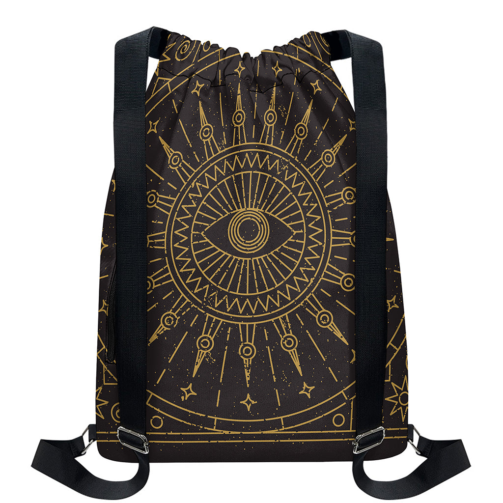 Sun All Seeing Eye Print Drawstring Backpack