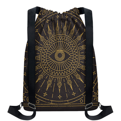 Sun All Seeing Eye Print Drawstring Backpack