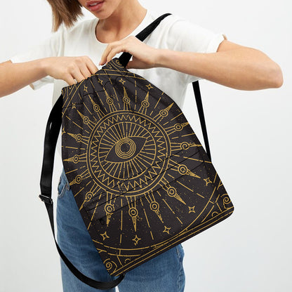 Sun All Seeing Eye Print Drawstring Backpack