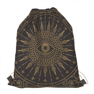 Sun All Seeing Eye Print Drawstring Bag