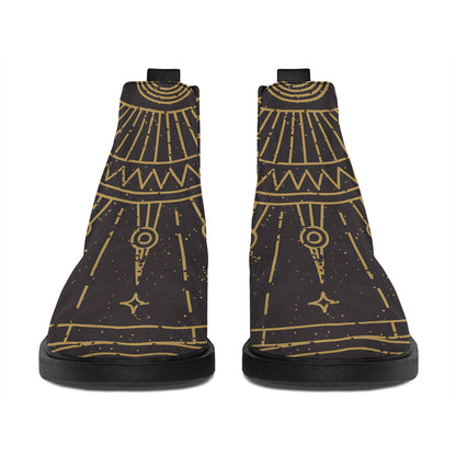 Sun All Seeing Eye Print Flat Ankle Boots