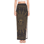 Sun All Seeing Eye Print High Slit Maxi Skirt