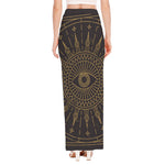 Sun All Seeing Eye Print High Slit Maxi Skirt