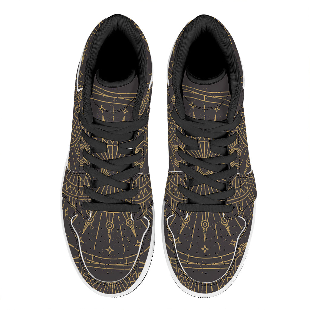 Sun All Seeing Eye Print High Top Leather Sneakers