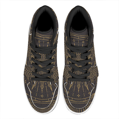 Sun All Seeing Eye Print High Top Leather Sneakers