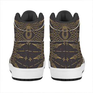 Sun All Seeing Eye Print High Top Leather Sneakers