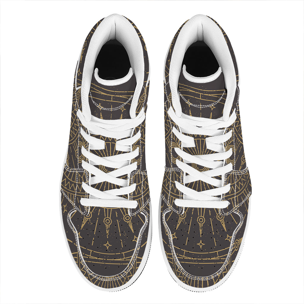 Sun All Seeing Eye Print High Top Leather Sneakers