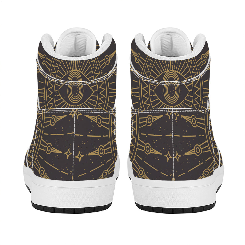 Sun All Seeing Eye Print High Top Leather Sneakers
