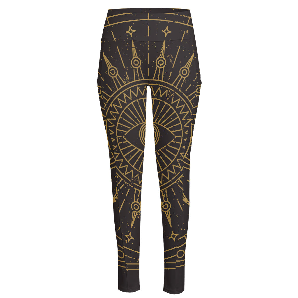 Sun All Seeing Eye Print High-Waisted Pocket Leggings