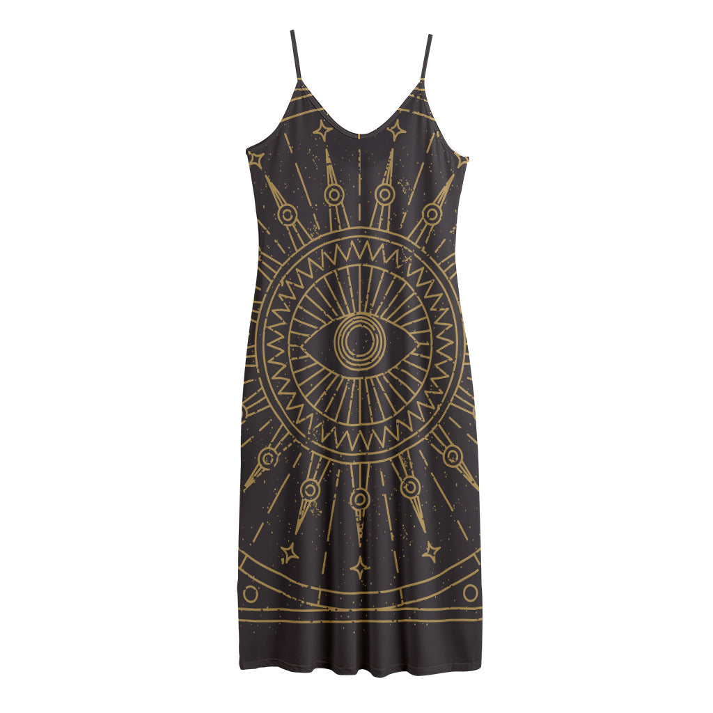 Sun All Seeing Eye Print Jersey Midi Cami Dress