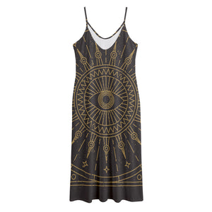 Sun All Seeing Eye Print Jersey Midi Cami Dress