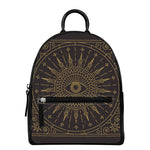 Sun All Seeing Eye Print Leather Backpack