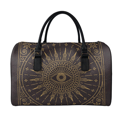 Sun All Seeing Eye Print Leather Duffle Bag