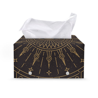 Sun All Seeing Eye Print Leather Tissue Box Cover