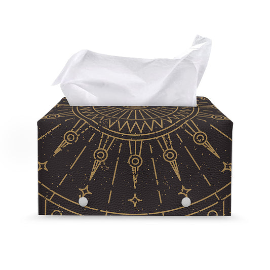 Sun All Seeing Eye Print Leather Tissue Box Cover