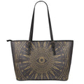 Sun All Seeing Eye Print Leather Tote Bag With Zipper
