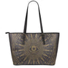 Sun All Seeing Eye Print Leather Tote Bag