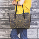 Sun All Seeing Eye Print Leather Tote Bag