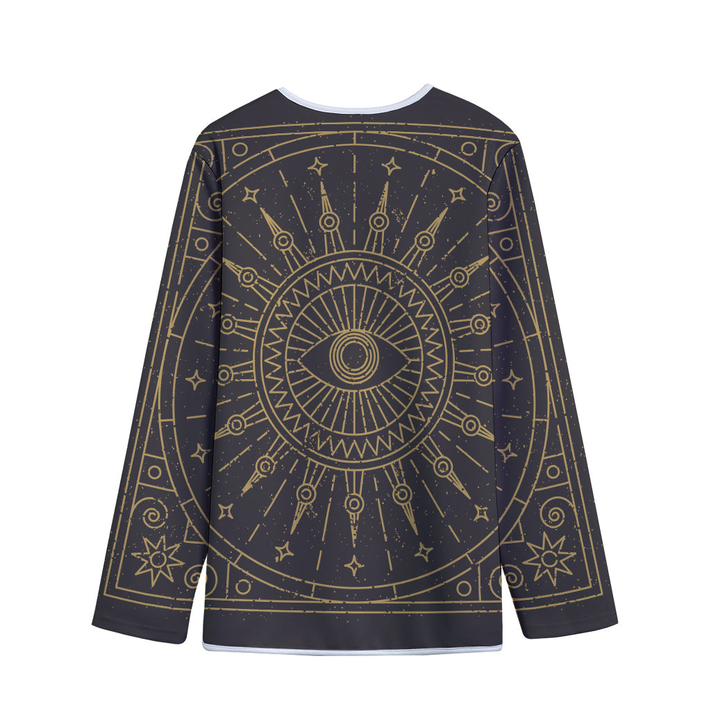 Sun All Seeing Eye Print Long Sleeve Short Coat