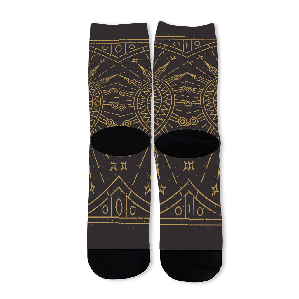 Sun All Seeing Eye Print Long Socks
