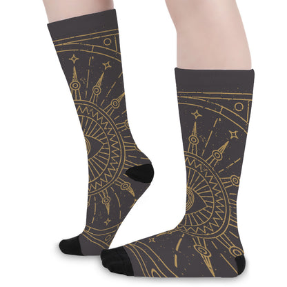 Sun All Seeing Eye Print Long Socks