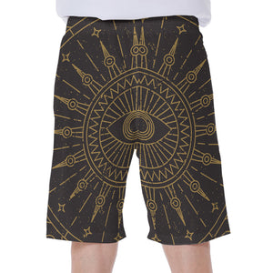 Sun All Seeing Eye Print Men's Beach Shorts