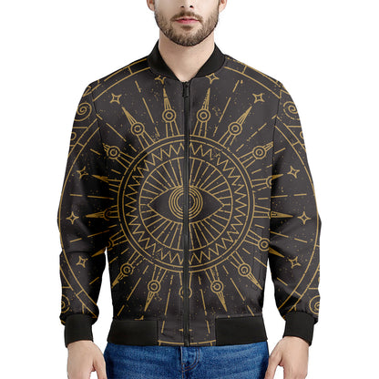Sun All Seeing Eye Print Men's Bomber Jacket