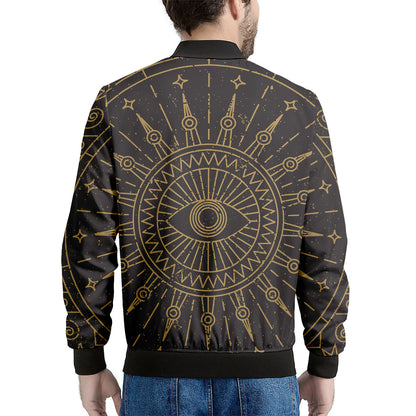Sun All Seeing Eye Print Men's Bomber Jacket