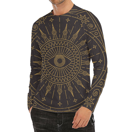 Sun All Seeing Eye Print Men's Long Sleeve Rash Guard