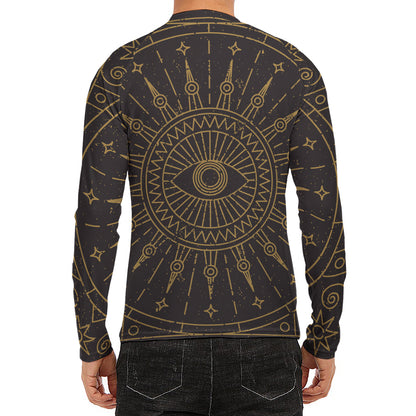 Sun All Seeing Eye Print Men's Long Sleeve Rash Guard